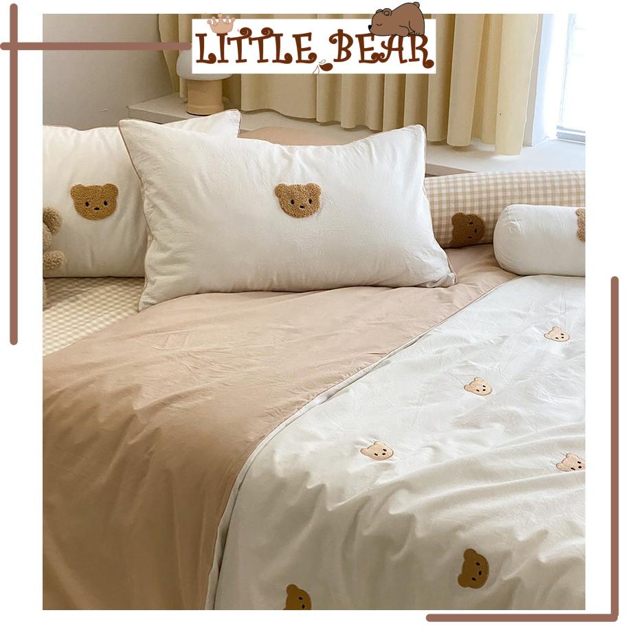 Bộ Chăn Ga Gấu BEAR CAO CẤP Phong Cách Hàn Quốc Cotton Hữu Cơ 100% - Little Bear