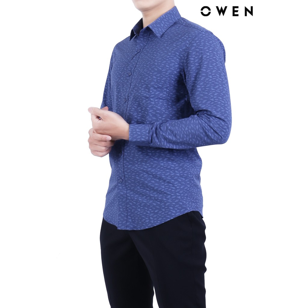 Áo sơ mi dài tay OWEN Bamboo Regularfit có túi màu xanh - AR20862DT