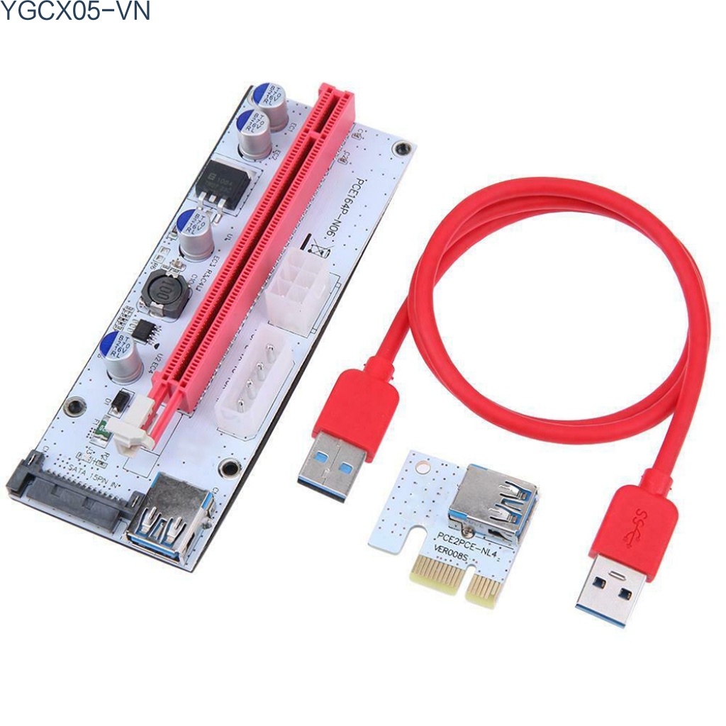 Card Mở Rộng Ver008S Pci-E 1x Sang 16x 60cm Usb3.0 4pin 6pin Sata Cho Btc Miner Mining