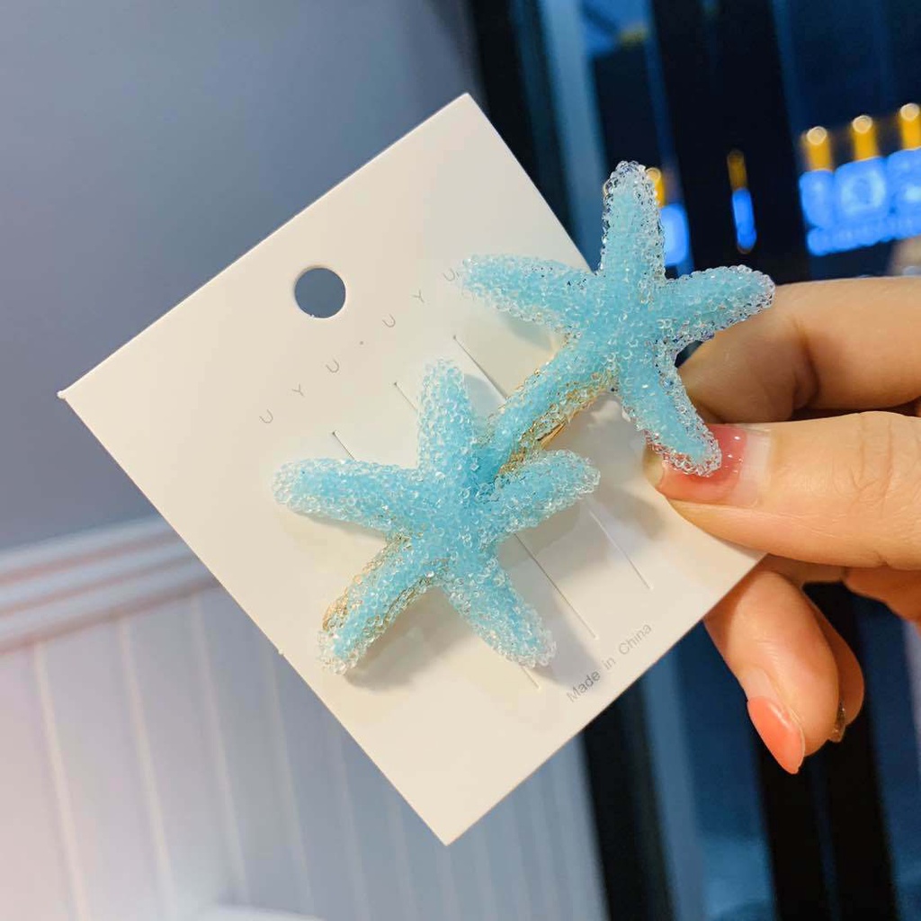 Kẹp Tóc Hình Nơ / Sao Biển Màu Kẹo Lấp Lánh Cho Bé Gái
