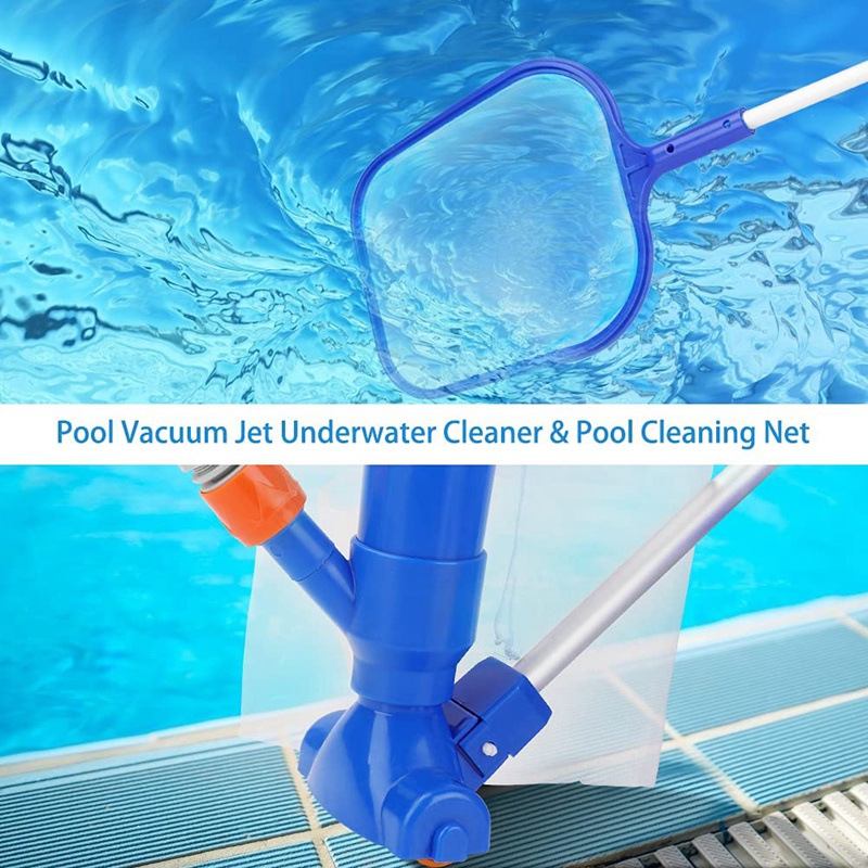 Pool Vacuum Cleaner,2 in 1 Pool Cleaning Kit Portable Jet Vacuum Head Pool Maintenance Kit with 5 Pole Section & Skimmer