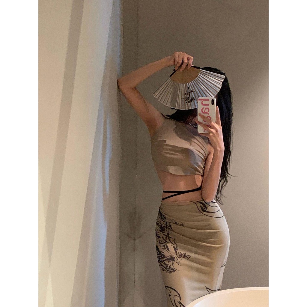 Set Áo Hai Dây Ngắn Mỏng Màu Cà Phê Mocha + Quần Dài Thời Trang Cho Nữ