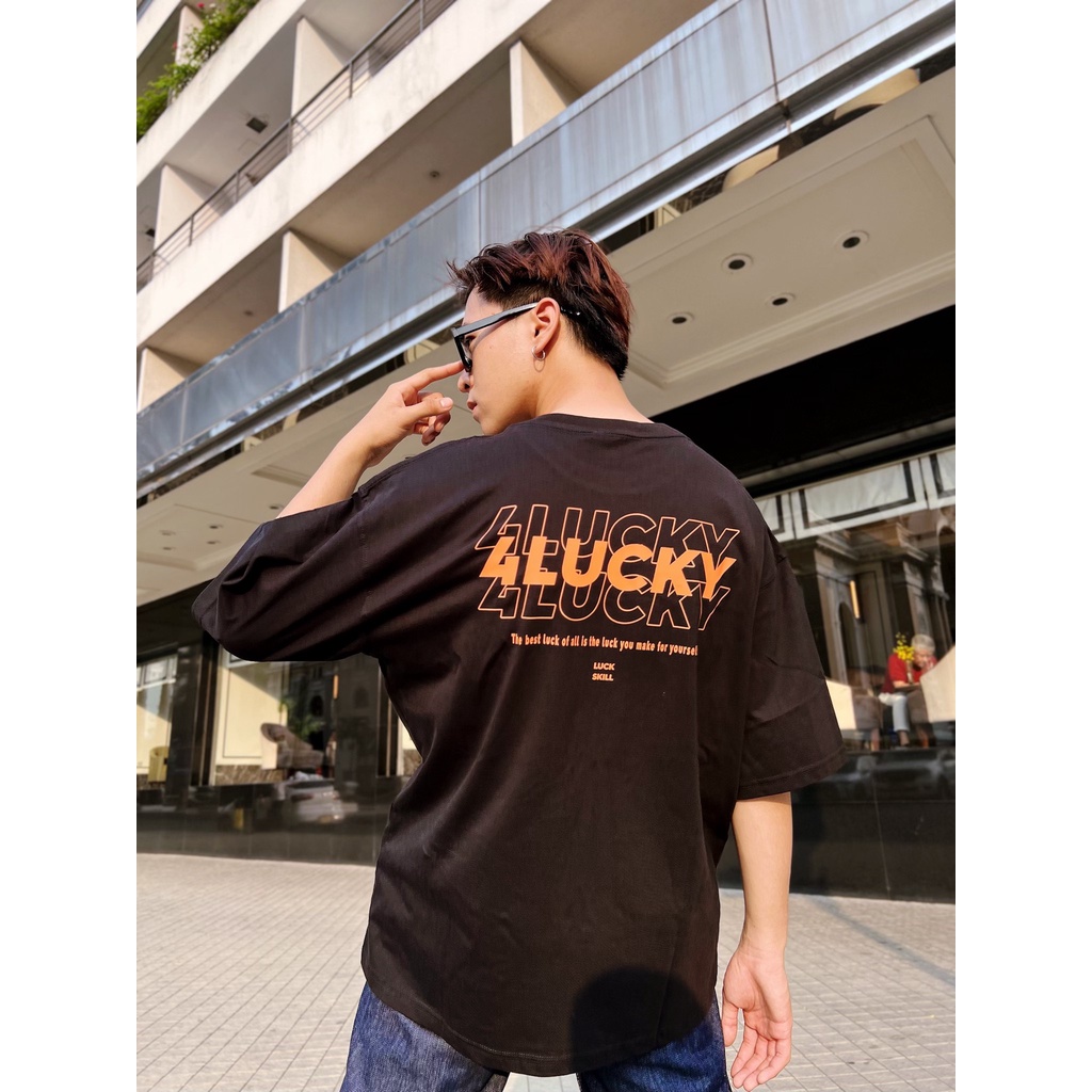 Áo thun form rộng 4lucky 16010 - cotton 2 chiều oversize streetwear