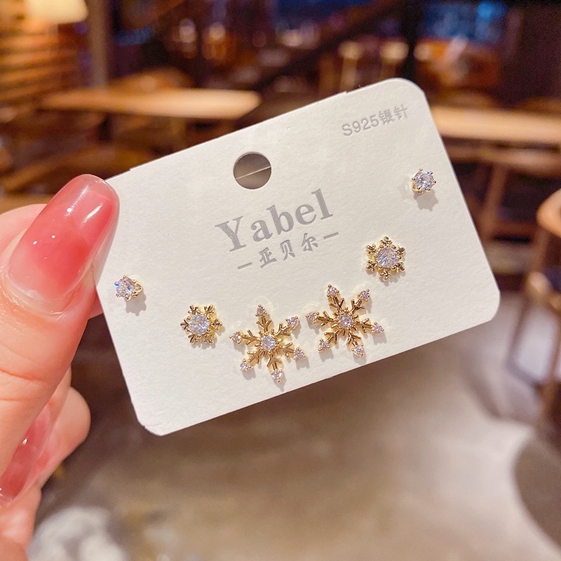Set 6 Khuyên Tai Đính Đá zircon Không Gây Dị Ứng Thời Trang Cho Nữ