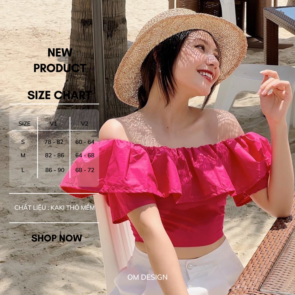 Áo crop ngang vai hồng sen