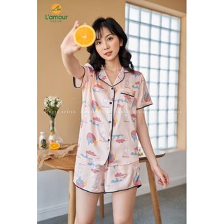 Bộ Lụa hoạ tiết Mèo Mưa - Đùi