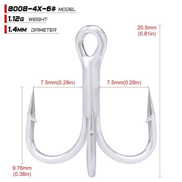 Lưỡi Câu BKK Xanh Đỏ THẾ GIỚI ĐỒ CÂU LURE 68 Lưỡi Câu Cá BKK 3X - 4X Trắng Chống Rỉ Size 6 8