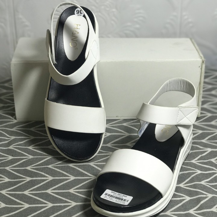 Sandal Đế Xuồng 3 phân Siêu nhẹ Quai ngang Dán tiện dụng Da Cao Cấp Chuẩn Xinh VNXK