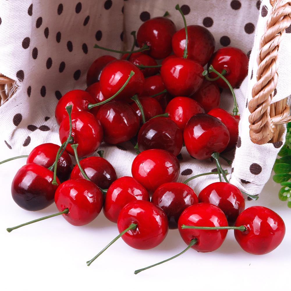 30 Cái Sống Động Nhân Tạo Cherry Nhân Tạo Mô Hình Trái Cây Trang Trí Nhà Bếp