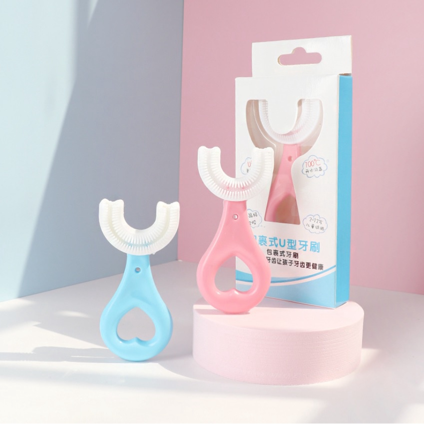 [ĐƯỢC CHỌN MÀU] Bàn Chải Đánh Răng Em Bé Chữ U Chất Liệu Silicon Siêu Mềm Giúp Bé Tập Đánh Răng Dễ Dàng