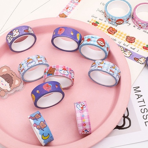 Băng dính Washi Tape 1.5cm*2m - Băng Dính Giấy Dán Trang Trí Sổ Sách Văn Phòng Phẩm Siêu Dễ Thương DUASHOP