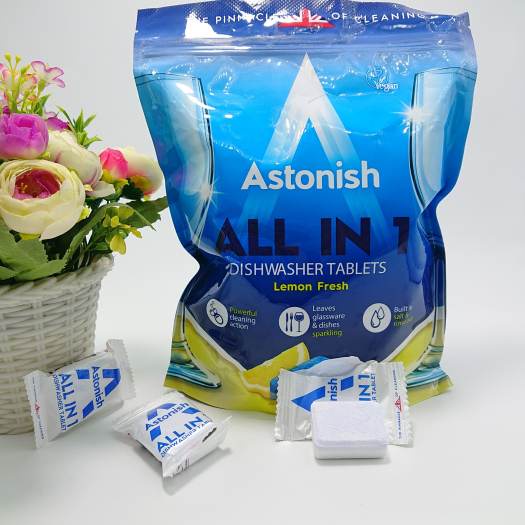 Combo 3 gói viên rửa chén bát Astonish không để lại cặn ,không căn bóng muối,mùi chanh thơm ngát