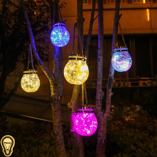 Đèn Trang Trí Năng Lượng Mặt Trời Lọ Thủy Tinh Không Thấm Nước Đèn Treo Vườn Ban Công, làm đèn decor .
