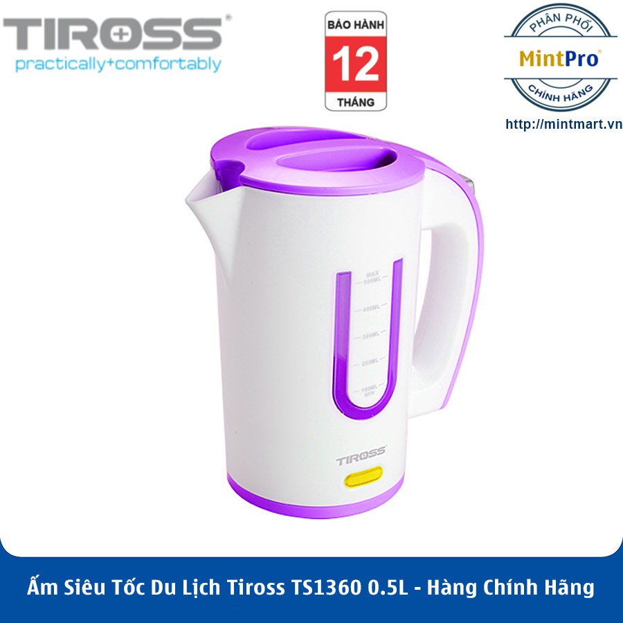 Ấm Siêu Tốc Du Lịch Tiross TS1360 0.5L - Hàng Chính Hãng