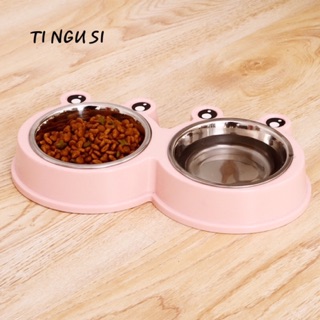 Bát Ăn Đôi Inox Cho Chó Mèo Hình Ếch