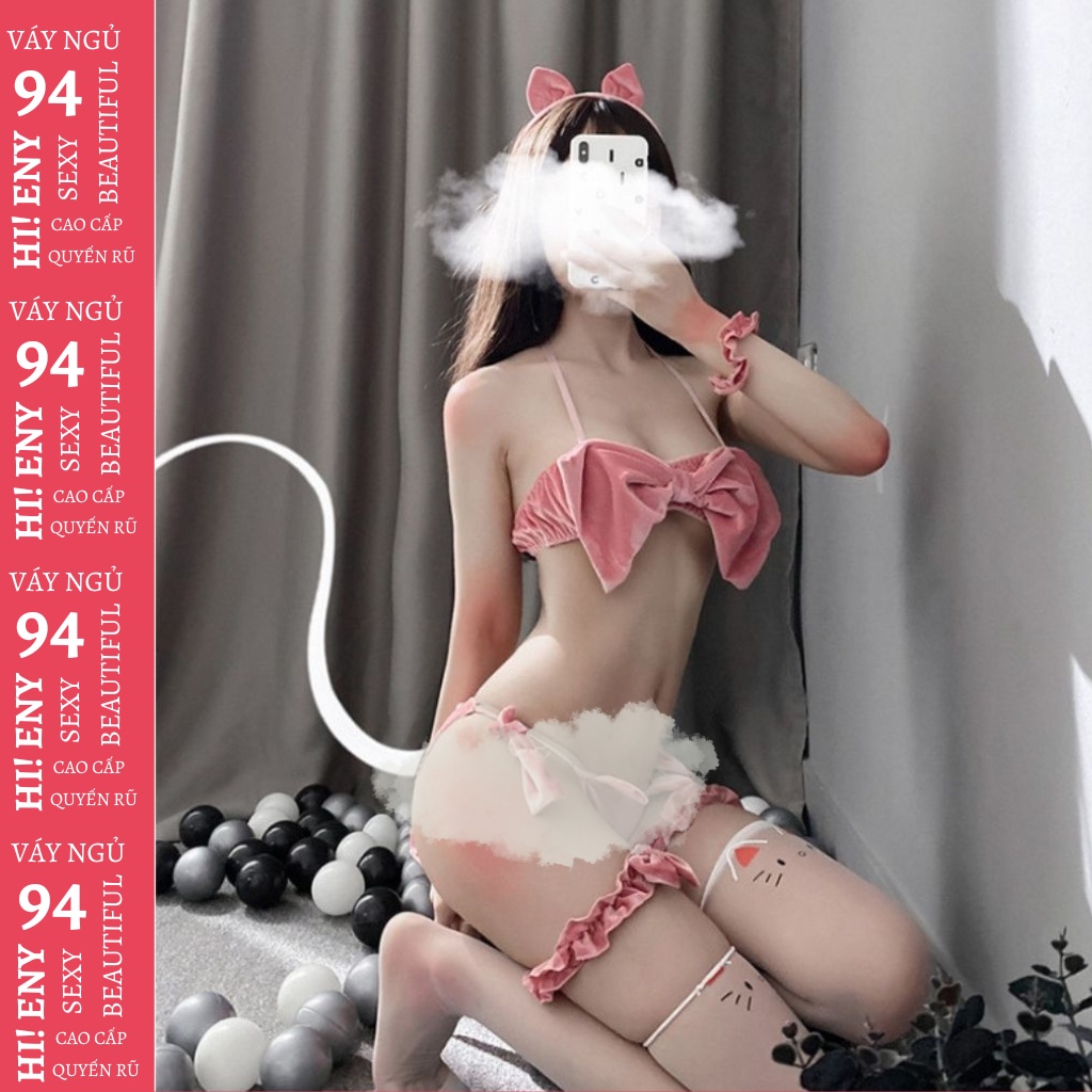 Set đồ cosplay thỏ ngọc sexy chất liệu nhung dễ thương gợi cảm M31