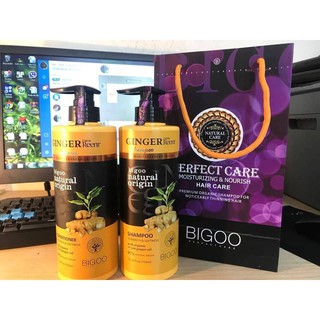 Bộ dầu gội xả gừng tươi Bigoo GINGER Natural Oringin 750ml x 2