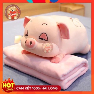 Thú bông heo hí 2in1: chăn, gối cao cấp_đáng yêu_50cm
