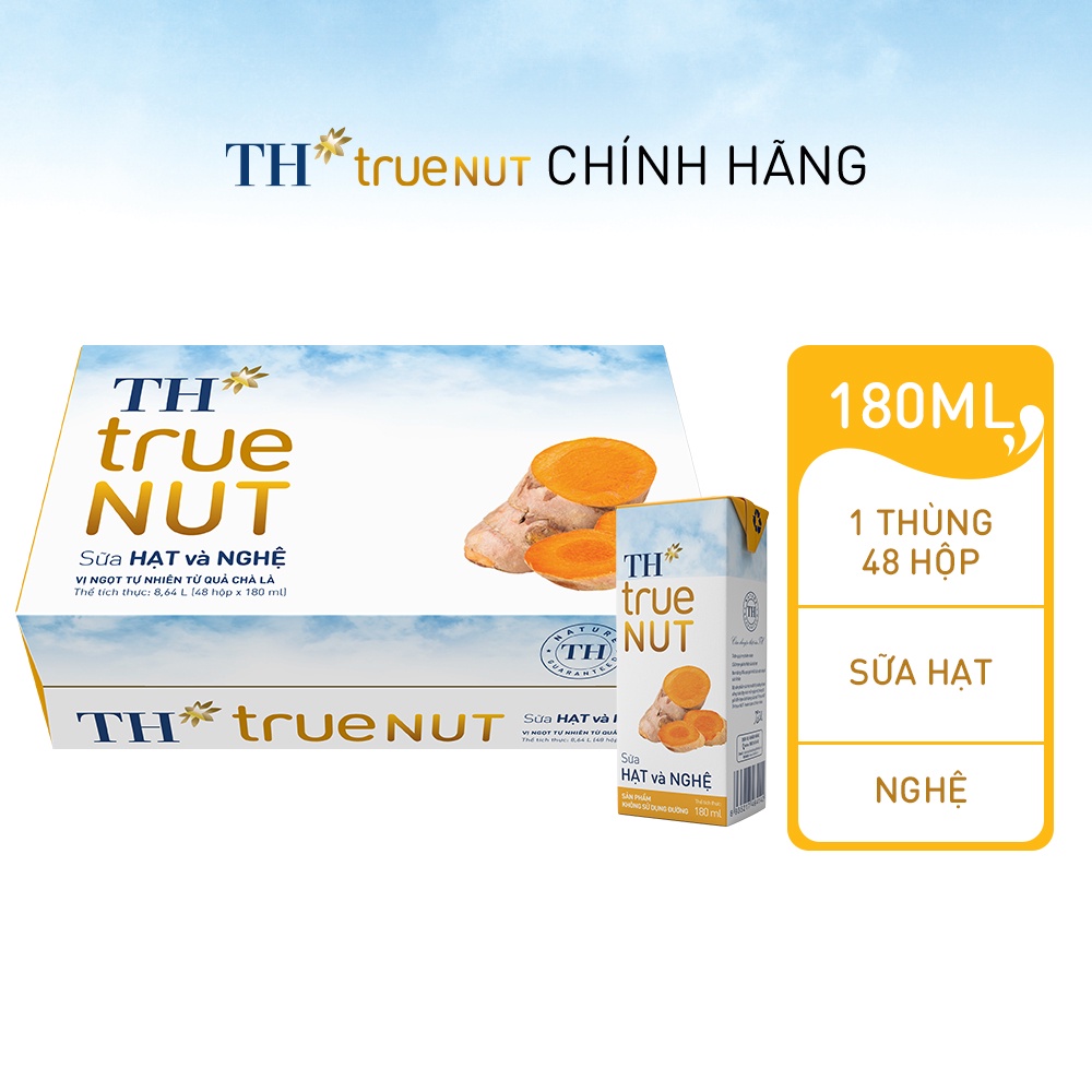 Thùng 48 hộp sữa hạt và nghệ TH True Nut 180ml (180ml x 48)