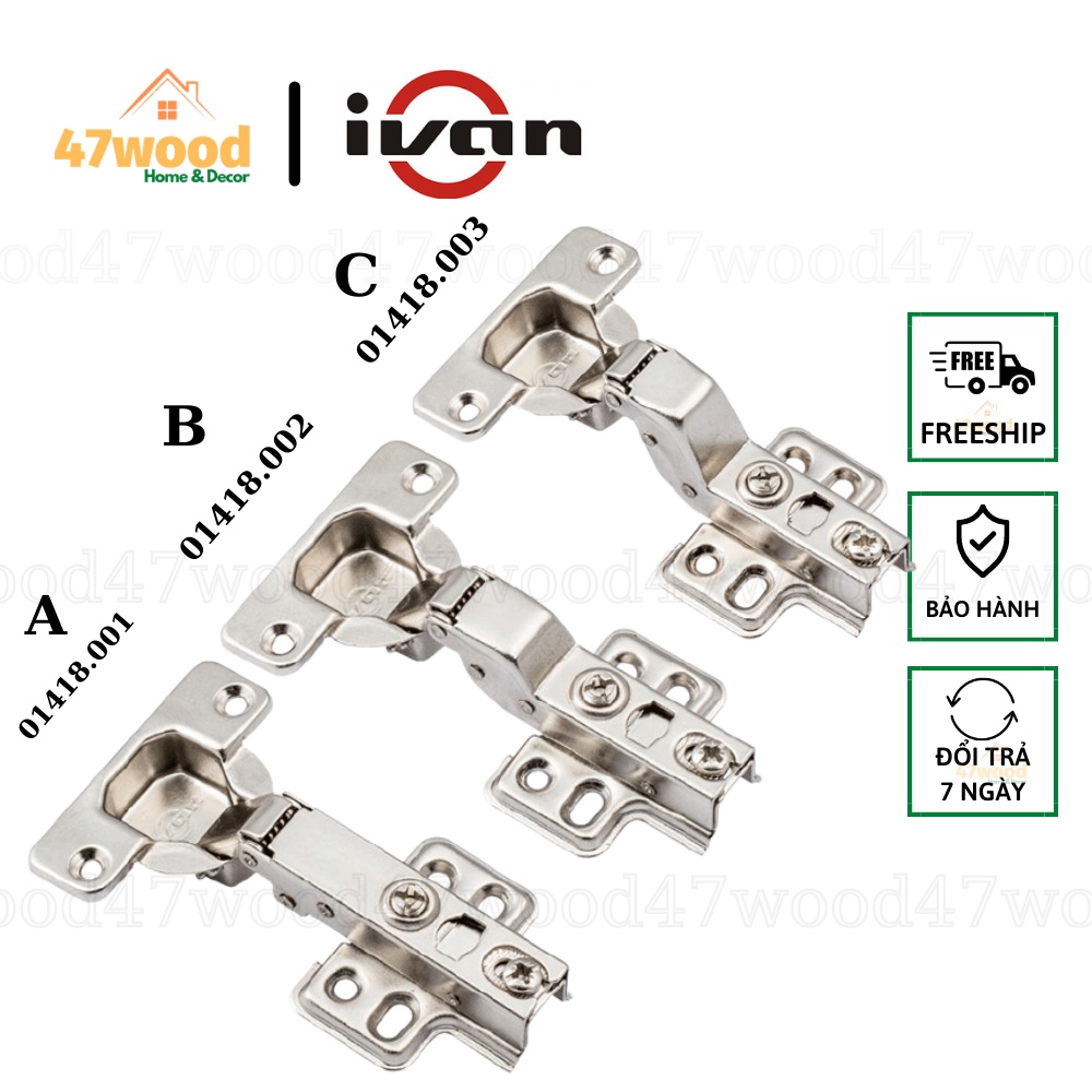 Bản lề cửa tủ, bản lề bật hơi IVAN giảm chấn 3 kiểu - Phụ kiện nội thất 47wood