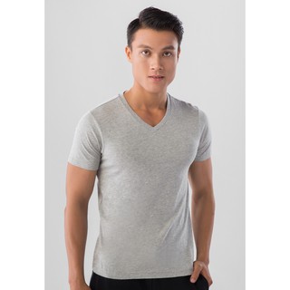 Áo Thun Trơn Nam Ngắn Tay Cổ Tim Giordano V-Neck Tee Màu Xám Trắng 0102625102