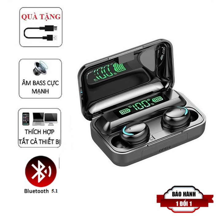 Tai Nghe Bluetooth Dogitek F9 Pro Kiêm Sạc Dự Phòng, Bản Quốc Tế Cảm Biến Vân Tay Version 5.2 2022