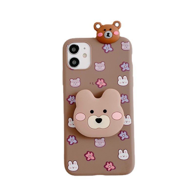Cartoon Bear Rabbit Case Samsung Galaxy S21 S20 FE Note 20 Ultra S8 S9 S10 Note 10 Plus Papa Stand Soft TPU Phone Case