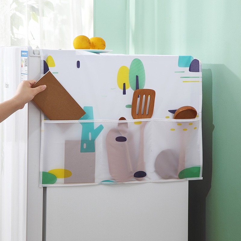 Bạt phủ tủ lạnh Cicico H842 tấm chắn bụi bảo vệ tủ lạnh lò vi sóng máy giặt kèm túi 2 bên tiện dụng