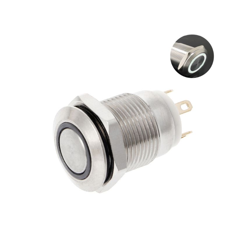 Công Tắc Nút Nhấn Bằng Kim Loại 12mm 3A / 220V Cho Đèn LED DC