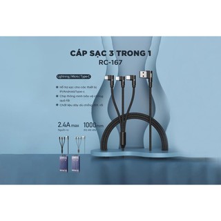 Cáp sạc 3 đầu Remax RC-167th