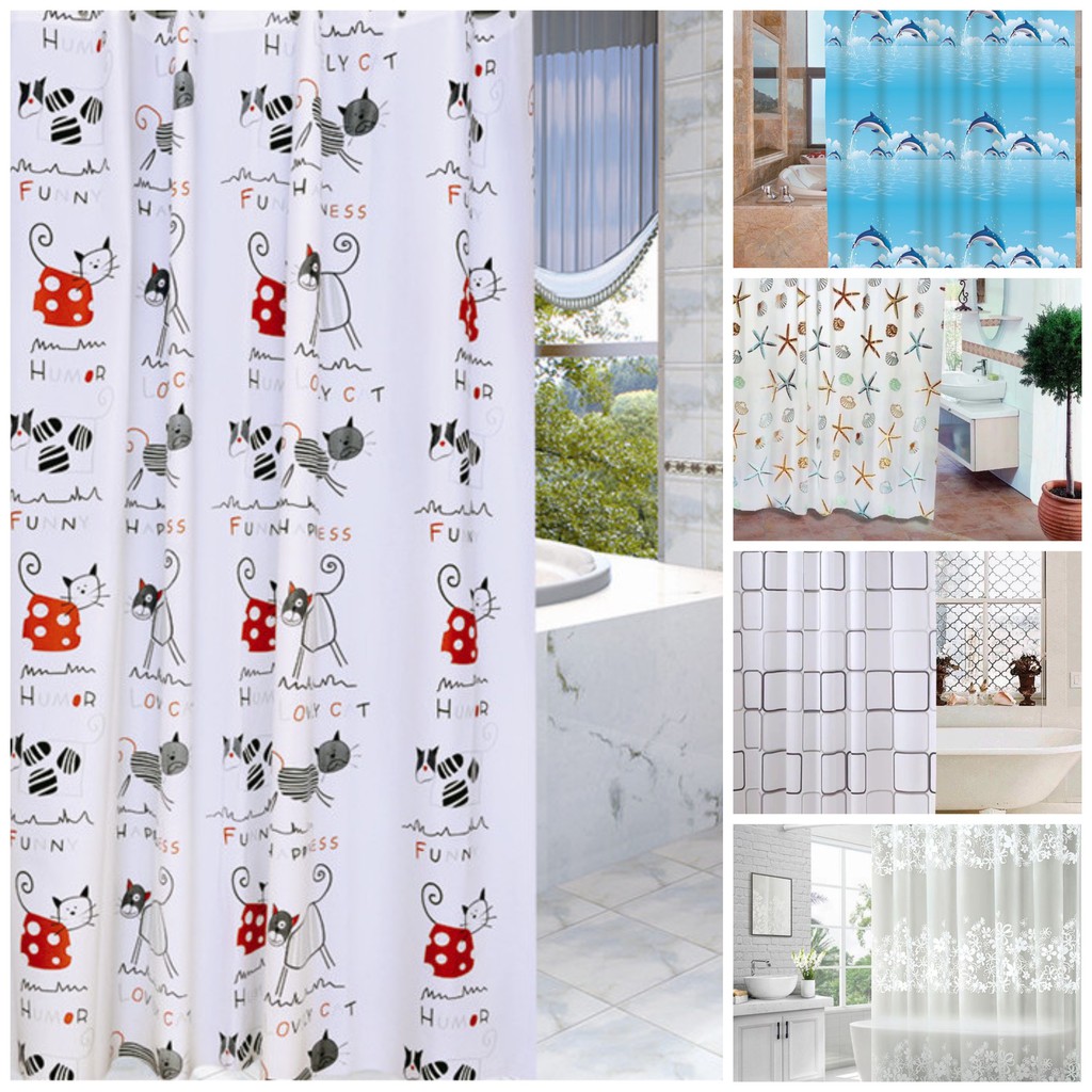 Rèm phòng tắm PEVA chống thấm nước cao 1.8m X 1.8M tặng kèm móc
