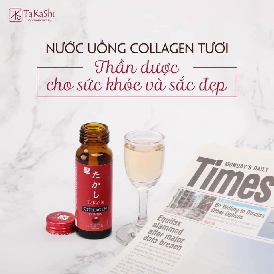 Nước uống Collagen Tươi Nhật Bản Takashi chống lão hóa giảm mỡ cân bằng nội tiết hỗ trợ xương khớp 50ml x 6 chai (1 hộp)