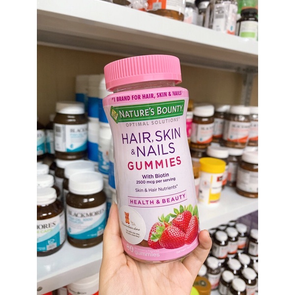 Kẹo đẹp da móng tóc 2500mcg Nature’s Bounty Dâu