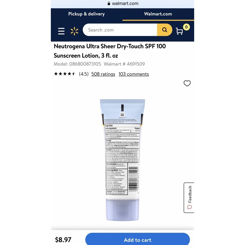 [HàngMỹ]Kem chống nắng Neutrogena Ultra Sheer Dry Touch SPF 100+