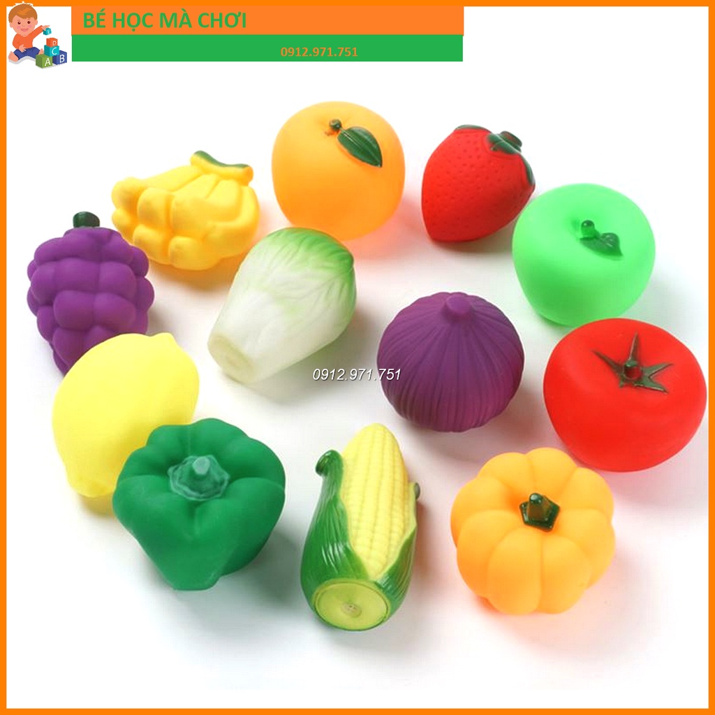 Bộ Rau Củ Quả đồ chơi khủng long bóng Kêu Chút Chít