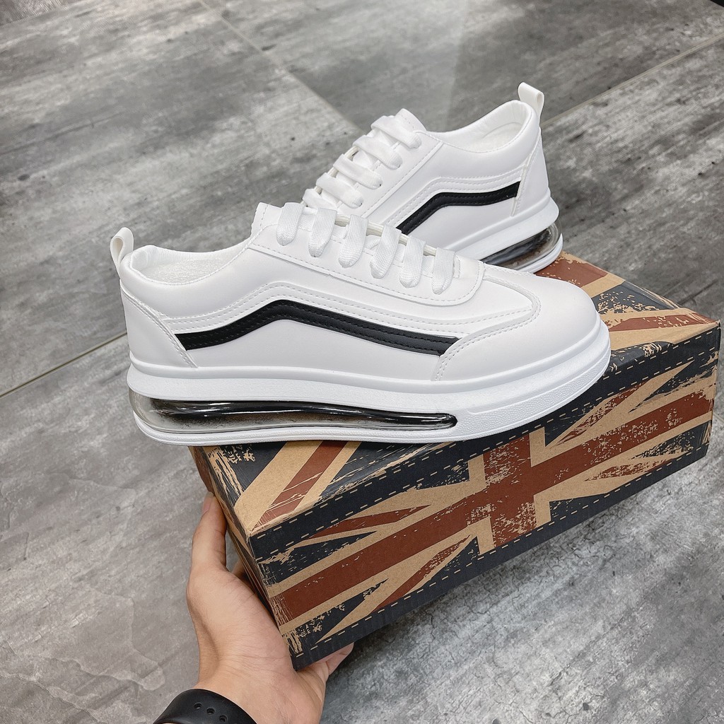 [FreeShip - Đi là sướng] Giày thể thao nam,  giày nam tăng chiều cao đế khí Trắng viền đen DQ19 | BigBuy360 - bigbuy360.vn