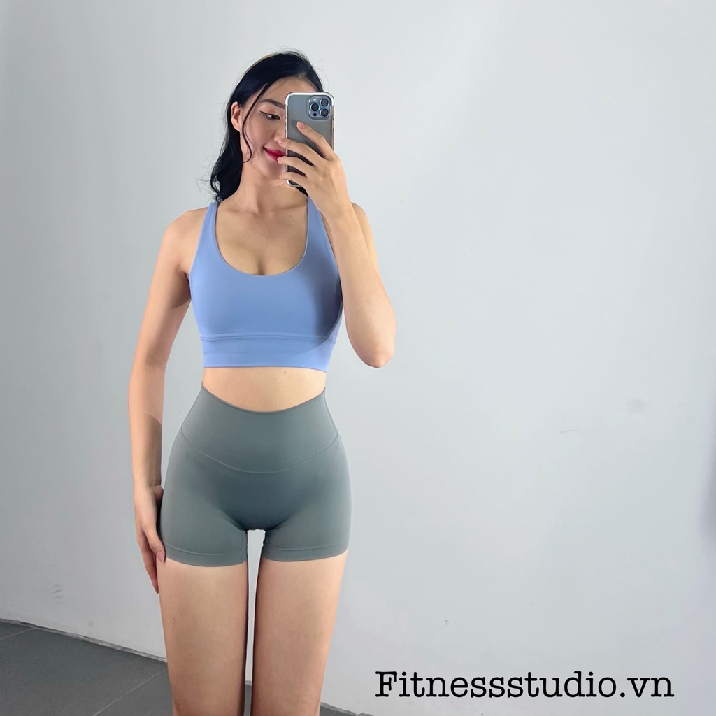 Quần Short Tập Yoga Nữ Fitness Studio Poly02-Q1, Chất Vải Thun Poly Thun Mịn Mát Co Giãn Tốt, Quần Tập Lululemon có sẵn