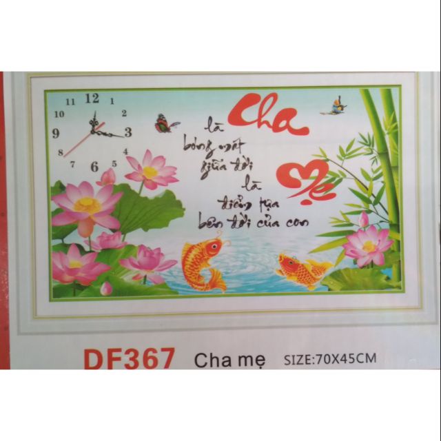 Tranh đá đồng hồ cha mẹ df367