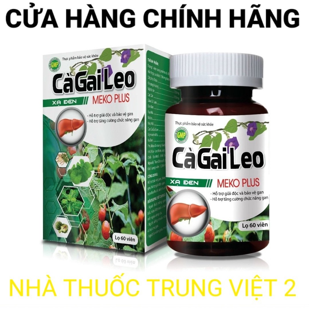 Cà Gai Leo xạ đen Meko Plus bổ gan, mát gan, hạ men gan, tăng cường chức năng gan, Giải Độc Rượu -Bảo Vệ Gan Lọ 60v