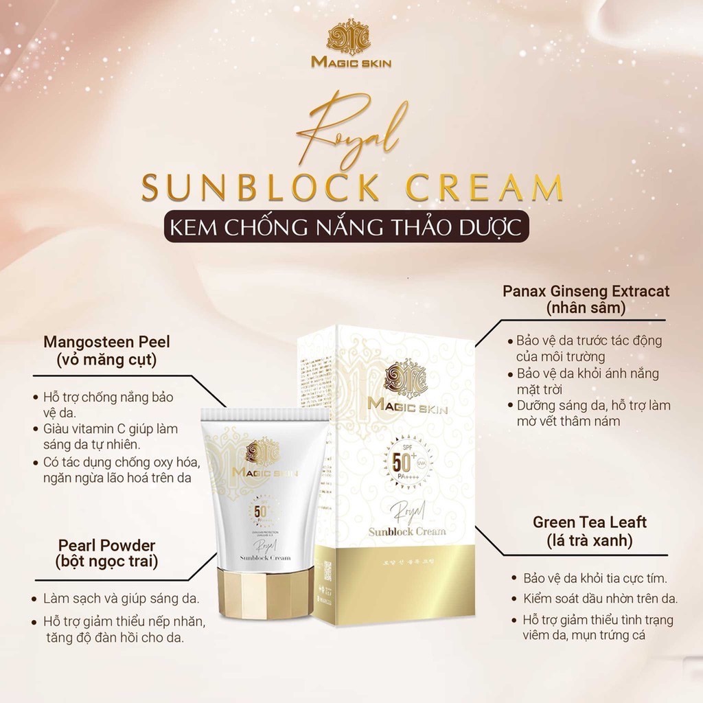 KEM CHỐNG NẮNG MagicSkin Royal Sunblock Cream | 50ml SPF 50+ MỚI