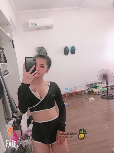 Bikini tay dài viền trắng ( có feedback khách) | BigBuy360 - bigbuy360.vn