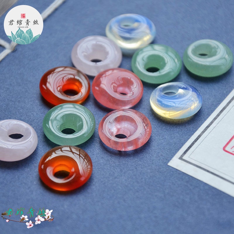 Mặt Dây Chuyền / Vòng Tay Bằng Đá Tự Nhiên Màu Hồng 18MM diy
