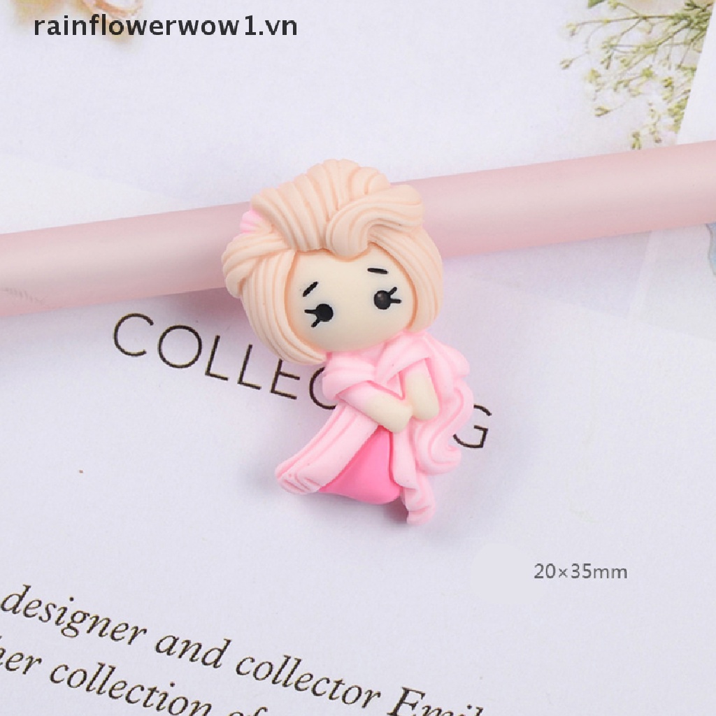 Bộ 10 Công Chúa Hoạt Hình Dễ Thương (7 Kiểu) Đế Bằng Nhựa Resin