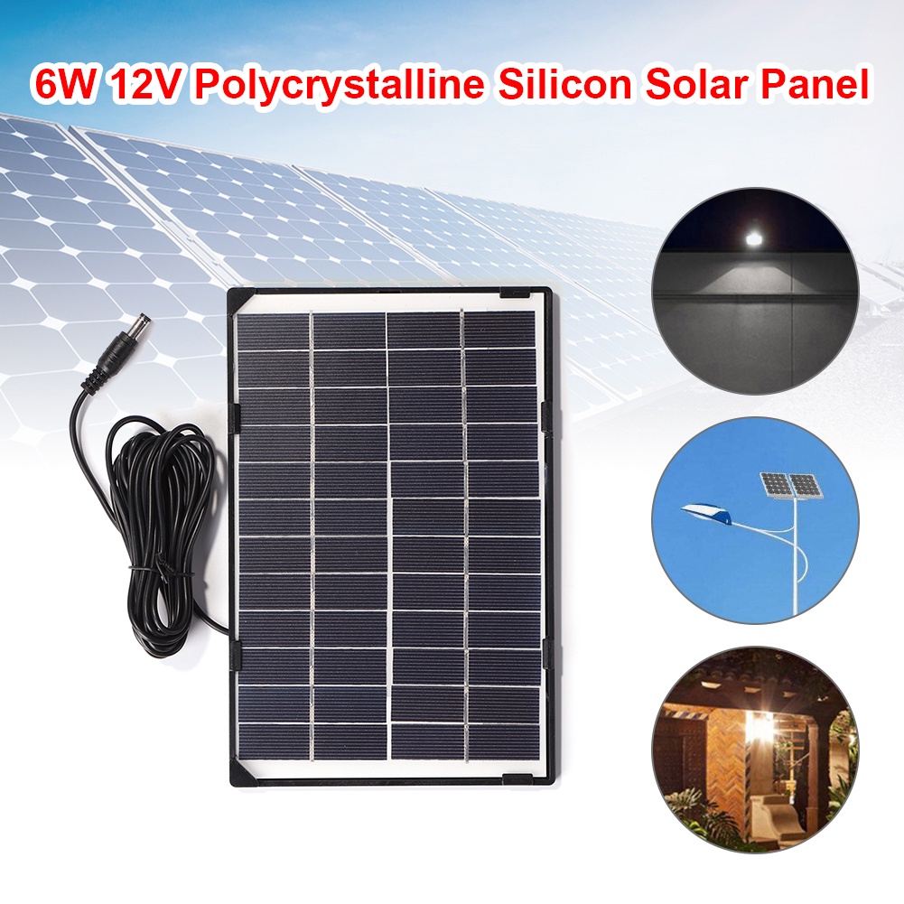 Tấm Pin Năng Lượng Mặt Trời H3C 6W 12V DC5521 Dành Cho Camera Giám Sát Trong Nhà Ngoài Trời