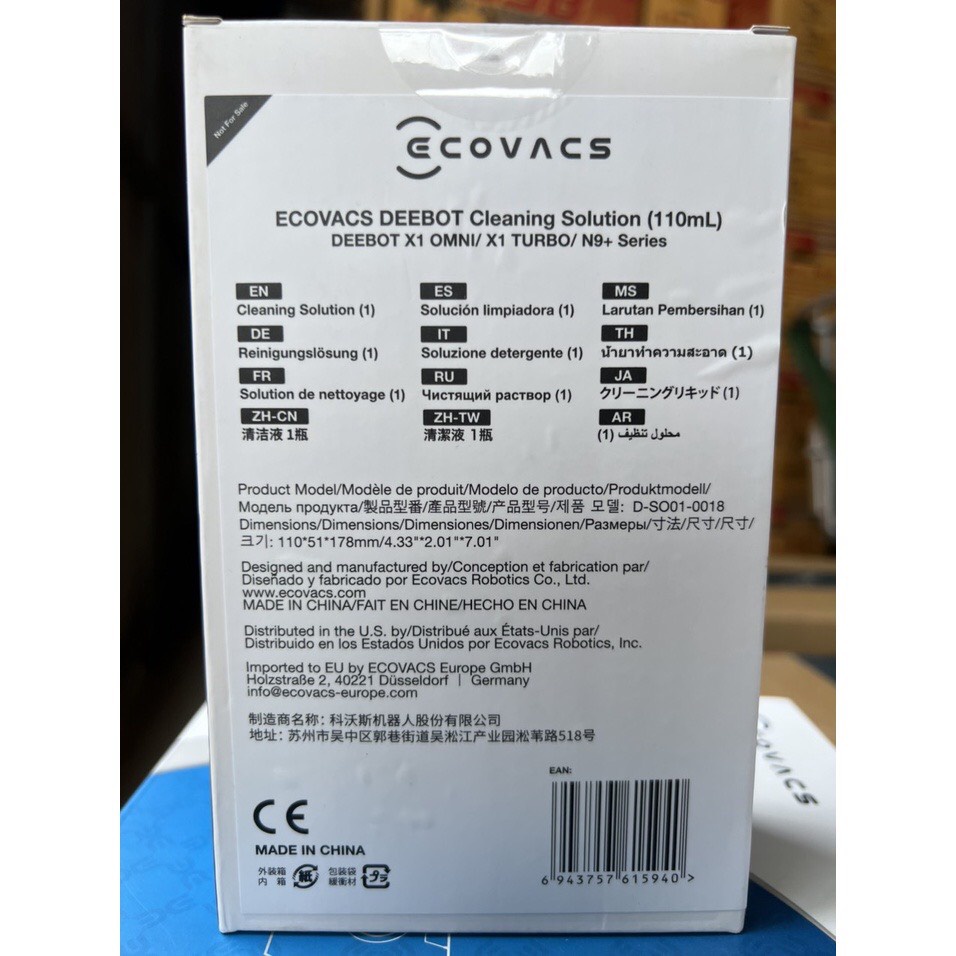 Nước lau sàn cao cấp Ecovacs - Dành riêng cho Robot lau nhà X1 Omni, Turbo, W10, S7 MaxV Ultra
