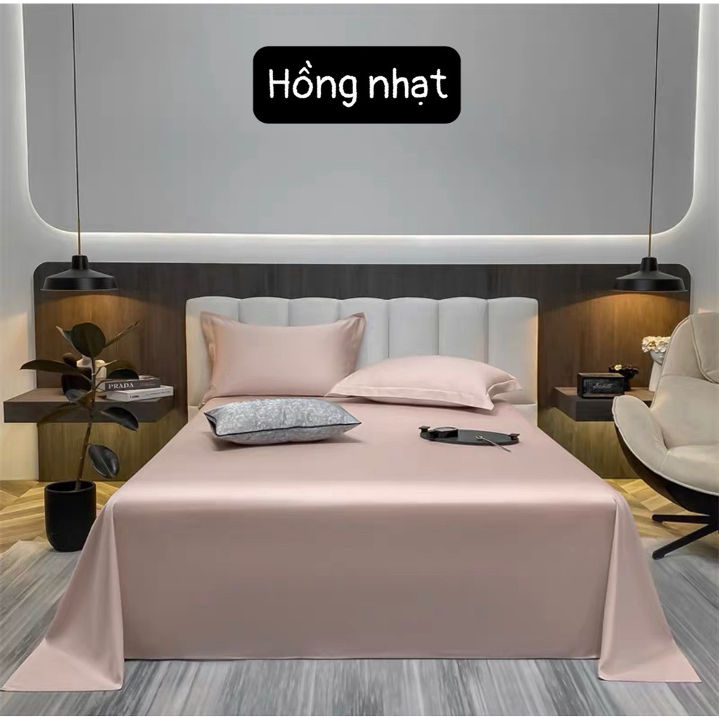 Bộ ga giường phi lụa trơn LIDACO chất liệu lụa mượt mà, óng ả decor phòng ngủ vintage