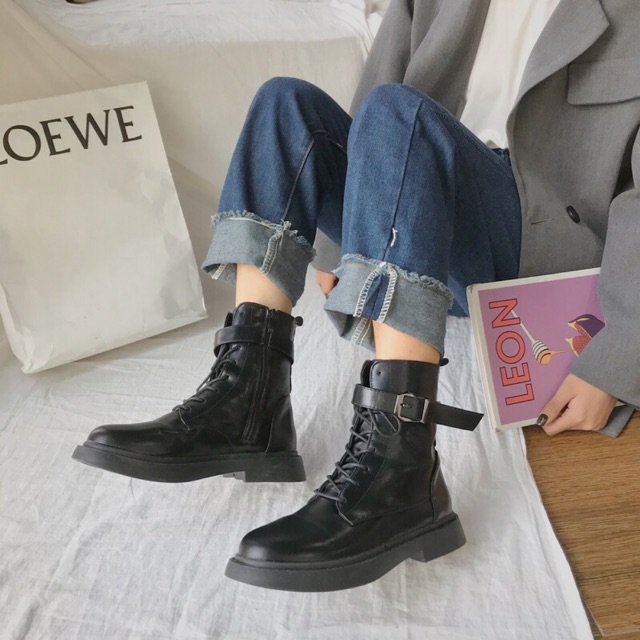 [SẴN 38] Giày ulzzang cao cổ phối khuy (ảnh thật ở cuối)