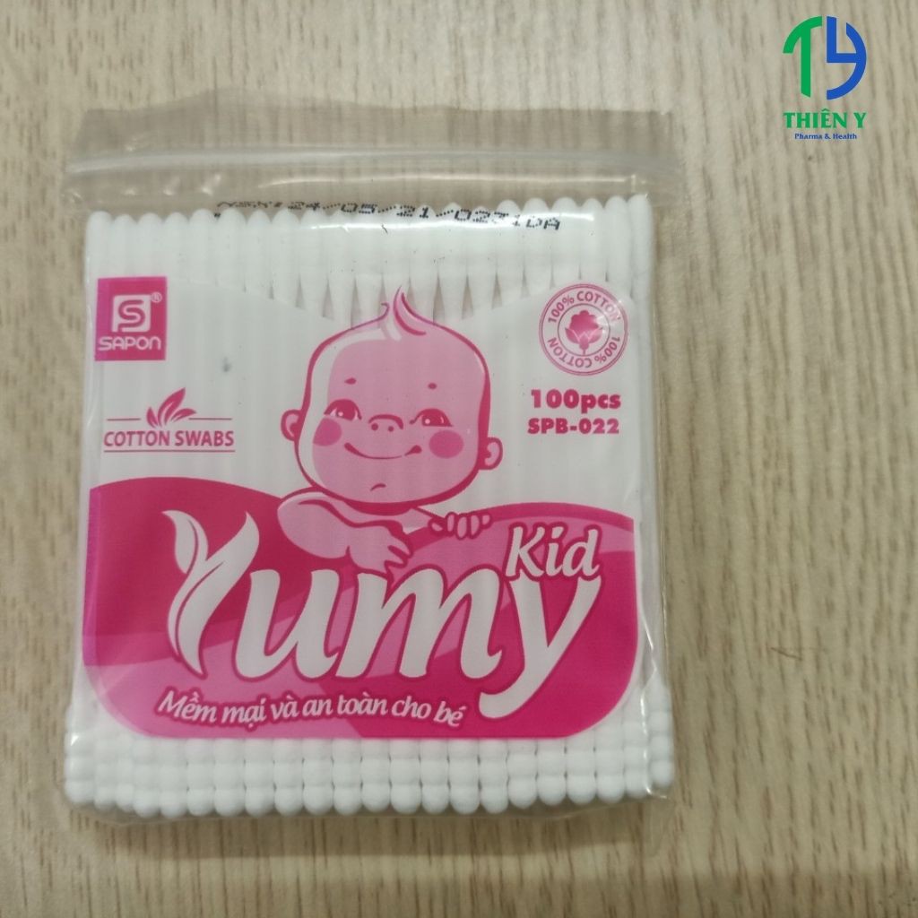 Tăm bông trẻ em Yumy Kid cao cấp, tăm bông sơ sinh, bông ngoáy tai cho bé, gói 100 cái – Thiên Y Pharmacy