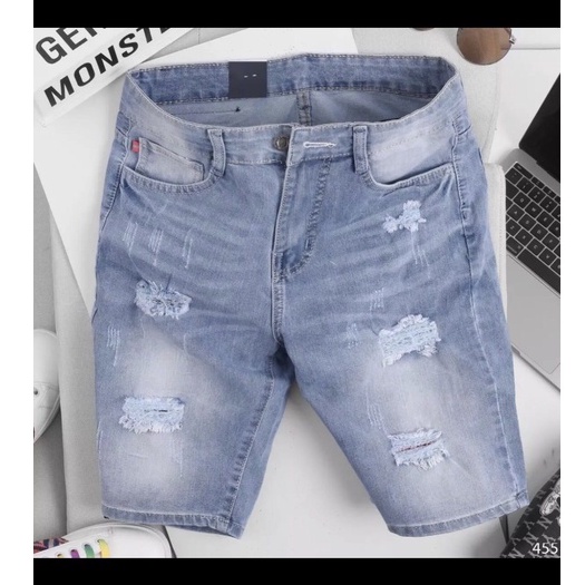 Quần short nam chất jean King168 , co dãn , ngang đầu gối trên Mẫu S27