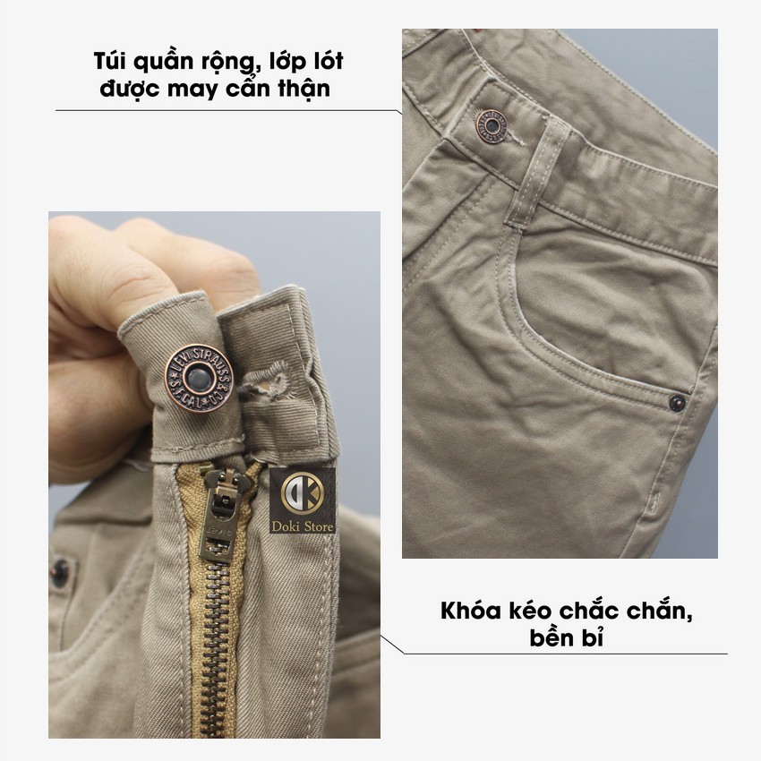 Quần Kaki Jean Màu kem KA-03, Quần Kaki Nam Dáng Ôm Đứng, Chất vải co giãn thoải mái - Doki